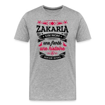 ZAKARIA UN NOM UNE FIERTÉ AUCUN RIVAL - T-shirt bio Premium Homme - gris chiné - Devant - Damien (186cm)