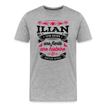 ILIAN UN NOM UNE FIERTÉ AUCUN RIVAL - T-shirt bio Premium Homme - gris chiné - Devant - Damien (186cm)