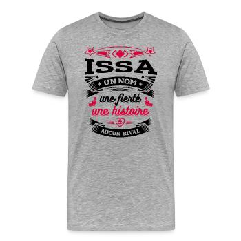 ISSA UN NOM UNE FIERTÉ AUCUN RIVAL - T-shirt bio Premium Homme - gris chiné - Devant - Damien (186cm)