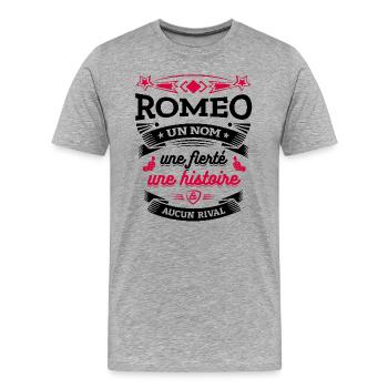 ROMEO UN NOM UNE FIERTÉ AUCUN RIVAL - T-shirt bio Premium Homme - gris chiné - Devant - Damien (186cm)