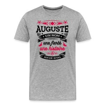 AUGUSTE UN NOM UNE FIERTÉ AUCUN RIVAL - T-shirt bio Premium Homme - gris chiné - Devant - Damien (186cm)