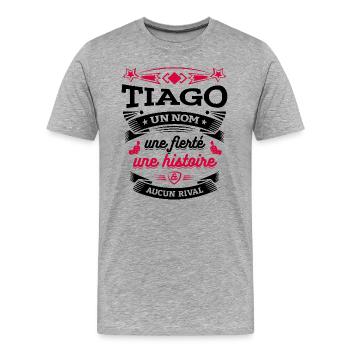 TIAGO UN NOM UNE FIERTÉ AUCUN RIVAL - T-shirt bio Premium Homme - gris chiné - Devant - Damien (186cm)