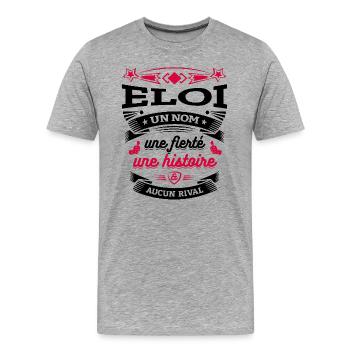 ELOI UN NOM UNE FIERTÉ AUCUN RIVAL - T-shirt bio Premium Homme - gris chiné - Devant - Damien (186cm)