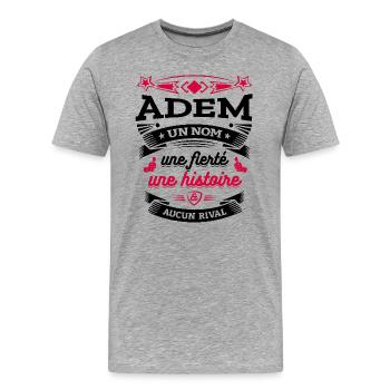 ADEM UN NOM UNE FIERTÉ AUCUN RIVAL - T-shirt bio Premium Homme - gris chiné - Devant - Damien (186cm)