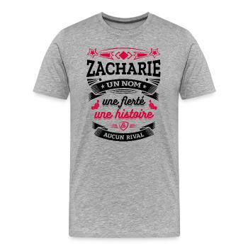 ZACHARIE UN NOM UNE FIERTÉ AUCUN RIVAL - T-shirt bio Premium Homme - gris chiné - Devant - Damien (186cm)