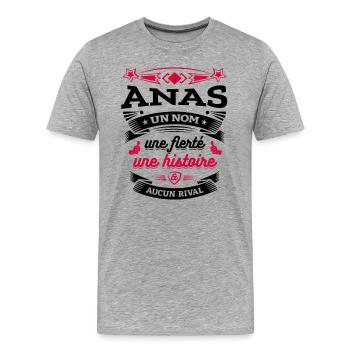ANAS UN NOM UNE FIERTÉ AUCUN RIVAL - T-shirt bio Premium Homme - gris chiné - Devant - Damien (186cm)