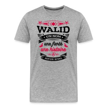 WALID UN NOM UNE FIERTÉ AUCUN RIVAL - T-shirt bio Premium Homme - gris chiné - Devant - Damien (186cm)