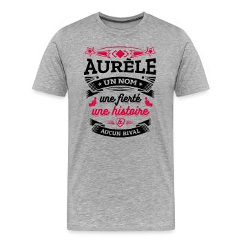 AURÈLE UN NOM UNE FIERTÉ AUCUN RIVAL - T-shirt bio Premium Homme - gris chiné - Devant - Damien (186cm)