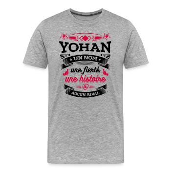 YOHAN UN NOM UNE FIERTÉ AUCUN RIVAL - T-shirt bio Premium Homme - gris chiné - Devant - Damien (186cm)