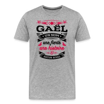 GAËL UN NOM UNE FIERTÉ AUCUN RIVAL - T-shirt bio Premium Homme - gris chiné - Devant - Damien (186cm)