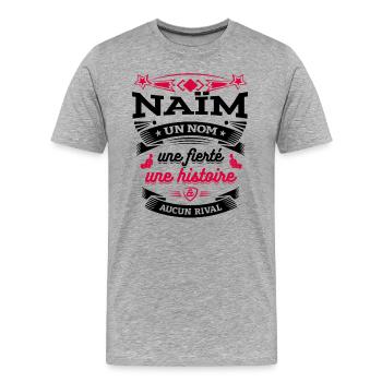 NAÏM UN NOM UNE FIERTÉ AUCUN RIVAL - T-shirt bio Premium Homme - gris chiné - Devant - Damien (186cm)