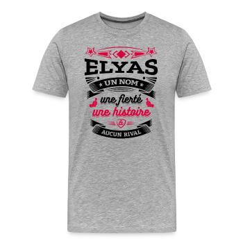 ELYAS UN NOM UNE FIERTÉ AUCUN RIVAL - T-shirt bio Premium Homme - gris chiné - Devant - Damien (186cm)