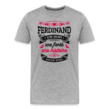 FERDINAND UN NOM UNE FIERTÉ AUCUN RIVAL - T-shirt bio Premium Homme - gris chiné - Devant - Damien (186cm)