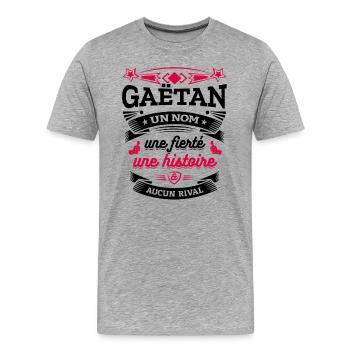 GAËTAN UN NOM UNE FIERTÉ AUCUN RIVAL - T-shirt bio Premium Homme - gris chiné - Devant - Damien (186cm)