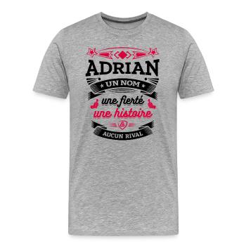 ADRIAN UN NOM UNE FIERTÉ AUCUN RIVAL - T-shirt bio Premium Homme - gris chiné - Devant - Damien (186cm)