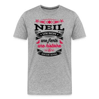 NEIL UN NOM UNE FIERTÉ AUCUN RIVAL - T-shirt bio Premium Homme - gris chiné - Devant - Damien (186cm)