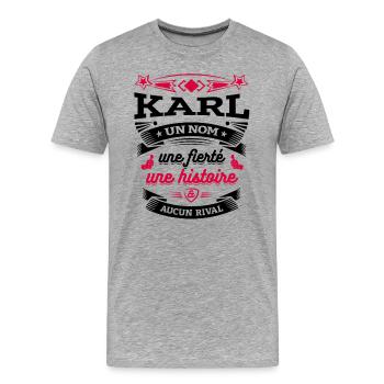KARL UN NOM UNE FIERTÉ AUCUN RIVAL - T-shirt bio Premium Homme - gris chiné - Devant - Damien (186cm)