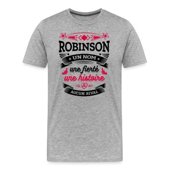 ROBINSON UN NOM UNE FIERTÉ AUCUN RIVAL - T-shirt bio Premium Homme - gris chiné - Devant - Damien (186cm)