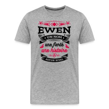 EWEN UN NOM UNE FIERTÉ AUCUN RIVAL - T-shirt bio Premium Homme - gris chiné - Devant - Damien (186cm)