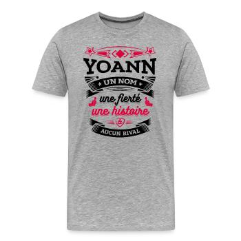 YOANN UN NOM UNE FIERTÉ AUCUN RIVAL - T-shirt bio Premium Homme - gris chiné - Devant - Damien (186cm)
