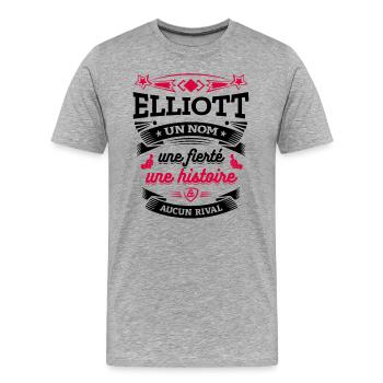 ELLIOTT UN NOM UNE FIERTÉ AUCUN RIVAL - T-shirt bio Premium Homme - gris chiné - Devant - Damien (186cm)
