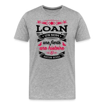 LOAN UN NOM UNE FIERTÉ AUCUN RIVAL - T-shirt bio Premium Homme - gris chiné - Devant - Damien (186cm)