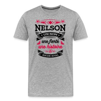 NELSON UN NOM UNE FIERTÉ AUCUN RIVAL - T-shirt bio Premium Homme - gris chiné - Devant - Damien (186cm)