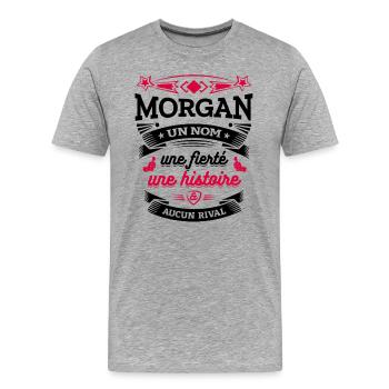 MORGAN UN NOM UNE FIERTÉ AUCUN RIVAL - T-shirt bio Premium Homme - gris chiné - Devant - Damien (186cm)
