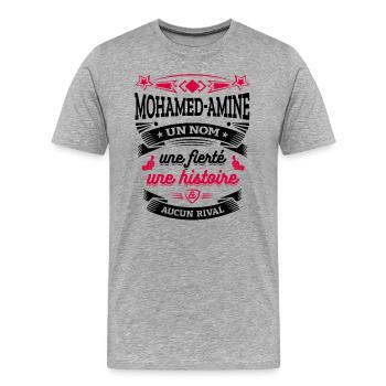 MOHAMED-AMINE UN NOM UNE FIERTÉ AUCUN RIVAL - T-shirt bio Premium Homme - gris chiné - Devant - Damien (186cm)