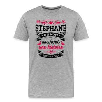 STÉPHANE UN NOM UNE FIERTÉ AUCUN RIVAL - T-shirt bio Premium Homme - gris chiné - Devant - Damien (186cm)
