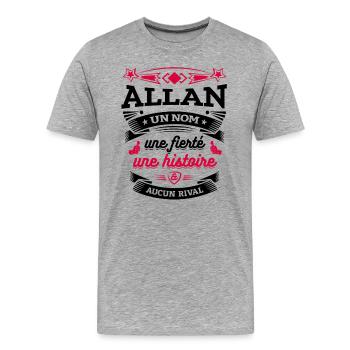 ALLAN UN NOM UNE FIERTÉ AUCUN RIVAL - T-shirt bio Premium Homme - gris chiné - Devant - Damien (186cm)