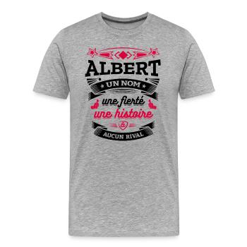 ALBERT UN NOM UNE FIERTÉ AUCUN RIVAL - T-shirt bio Premium Homme - gris chiné - Devant - Damien (186cm)