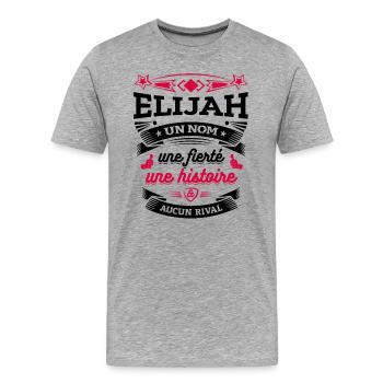 ELIJAH UN NOM UNE FIERTÉ AUCUN RIVAL - T-shirt bio Premium Homme - gris chiné - Devant - Damien (186cm)