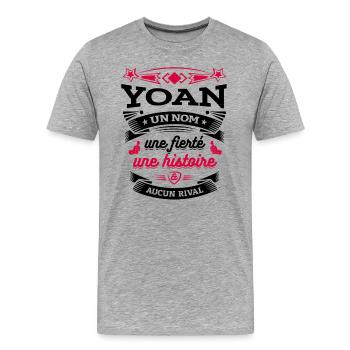 YOAN UN NOM UNE FIERTÉ AUCUN RIVAL - T-shirt bio Premium Homme - gris chiné - Devant - Damien (186cm)