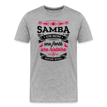 SAMBA UN NOM UNE FIERTÉ AUCUN RIVAL - T-shirt bio Premium Homme - gris chiné - Devant - Damien (186cm)