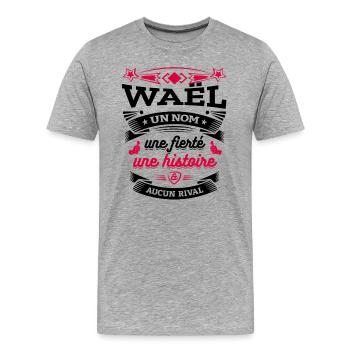 WAËL UN NOM UNE FIERTÉ AUCUN RIVAL - T-shirt bio Premium Homme - gris chiné - Devant - Damien (186cm)
