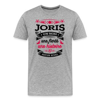 JORIS UN NOM UNE FIERTÉ AUCUN RIVAL - T-shirt bio Premium Homme - gris chiné - Devant - Damien (186cm)