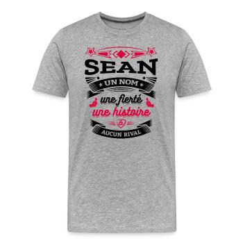 SEAN UN NOM UNE FIERTÉ AUCUN RIVAL - T-shirt bio Premium Homme - gris chiné - Devant - Damien (186cm)
