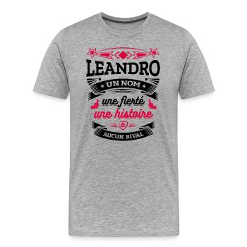 LEANDRO UN NOM UNE FIERTÉ AUCUN RIVAL - T-shirt bio Premium Homme - gris chiné - Devant - Damien (186cm)