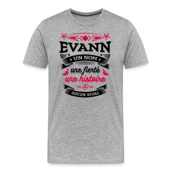 EVANN UN NOM UNE FIERTÉ AUCUN RIVAL - T-shirt bio Premium Homme - gris chiné - Devant - Damien (186cm)