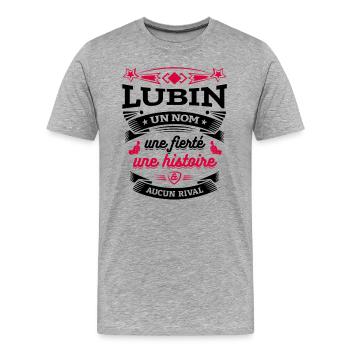 LUBIN UN NOM UNE FIERTÉ AUCUN RIVAL - T-shirt bio Premium Homme - gris chiné - Devant - Damien (186cm)