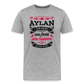 AYLAN UN NOM UNE FIERTÉ AUCUN RIVAL - T-shirt bio Premium Homme - gris chiné - Devant - Damien (186cm)
