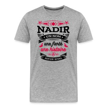 NADIR UN NOM UNE FIERTÉ AUCUN RIVAL - T-shirt bio Premium Homme - gris chiné - Devant - Damien (186cm)