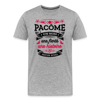 PACÔME UN NOM UNE FIERTÉ AUCUN RIVAL - T-shirt bio Premium Homme - gris chiné - Devant - Damien (186cm)