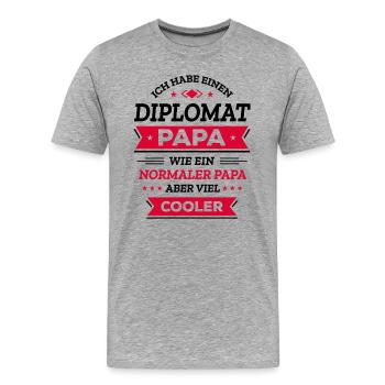 DIPLOMAT PAPA: COOL, GLOBAL, STIL, EXKLUSIV - Männer Premium Bio T-Shirt - Grau meliert - Vorne - Damien (186cm)