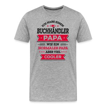 BUCHHÄNDLER PAPA: COOL, VATERTAG, WEIHNACHTEN - Männer Premium Bio T-Shirt - Grau meliert - Vorne - Damien (186cm)