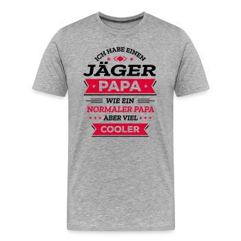 JÄGER PAPA COOL, GEBURTSTAG, WEIHNACHTEN, VATERTAG - Männer Premium Bio T-Shirt - Grau meliert - Vorne - Damien (186cm)