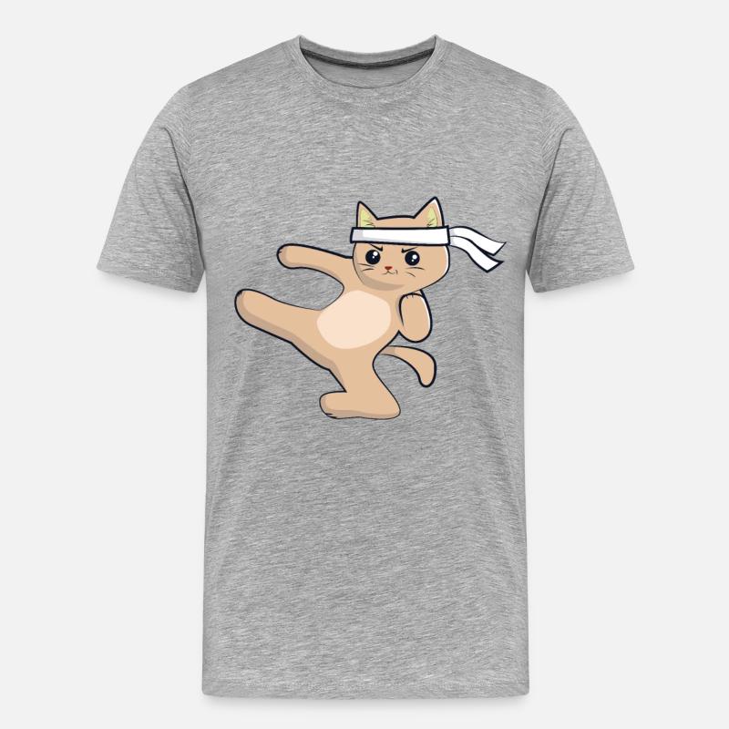 Karate Katze / Kampfkunst - Männer Premium Bio T-Shirt - Grau meliert