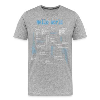 Hello World Programmiersprachen Programmierer Nerd - Männer Premium Bio T-Shirt - Grau meliert - Vorne - Damien (186cm)