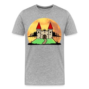 Mittelalter Schloss Burg Festung Natur Fantasy - Männer Premium Bio T-Shirt - Grau meliert - Vorne - Damien (186cm)